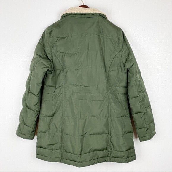 GH Bass Down Puffer Faux Fur Jacket Winter Coat Army Green Size M - Picture 5 of 9